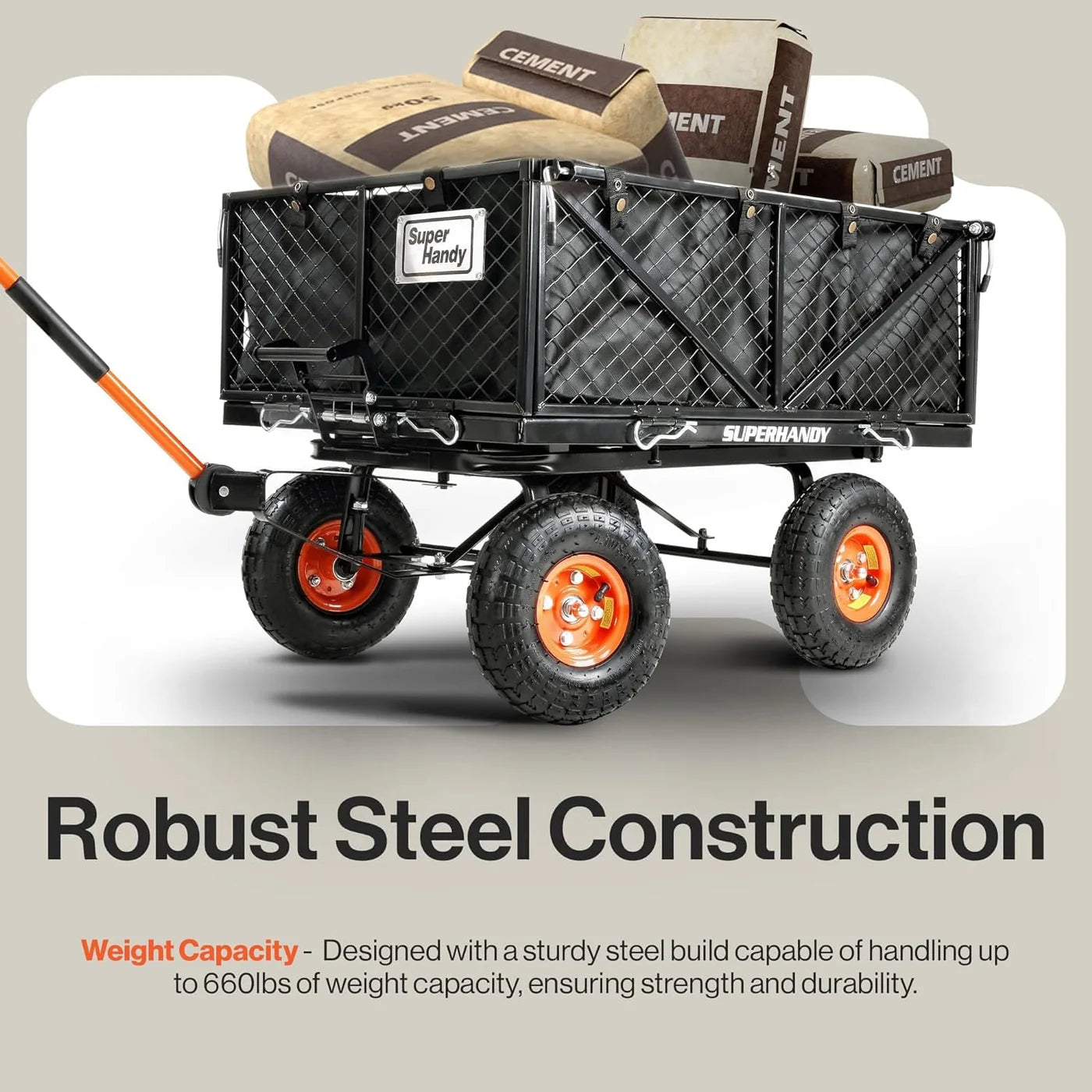 SuperHandy Heavy Duty Towable Garden Dump Cart GUO109