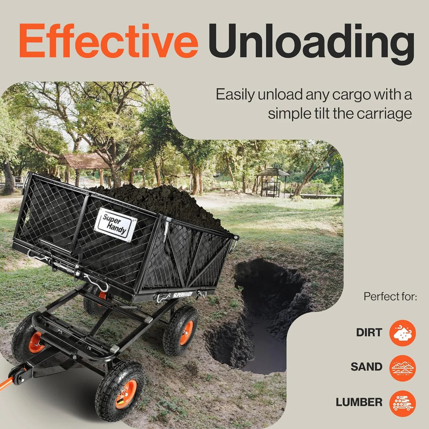 SuperHandy Heavy Duty Towable Garden Dump Cart GUO109