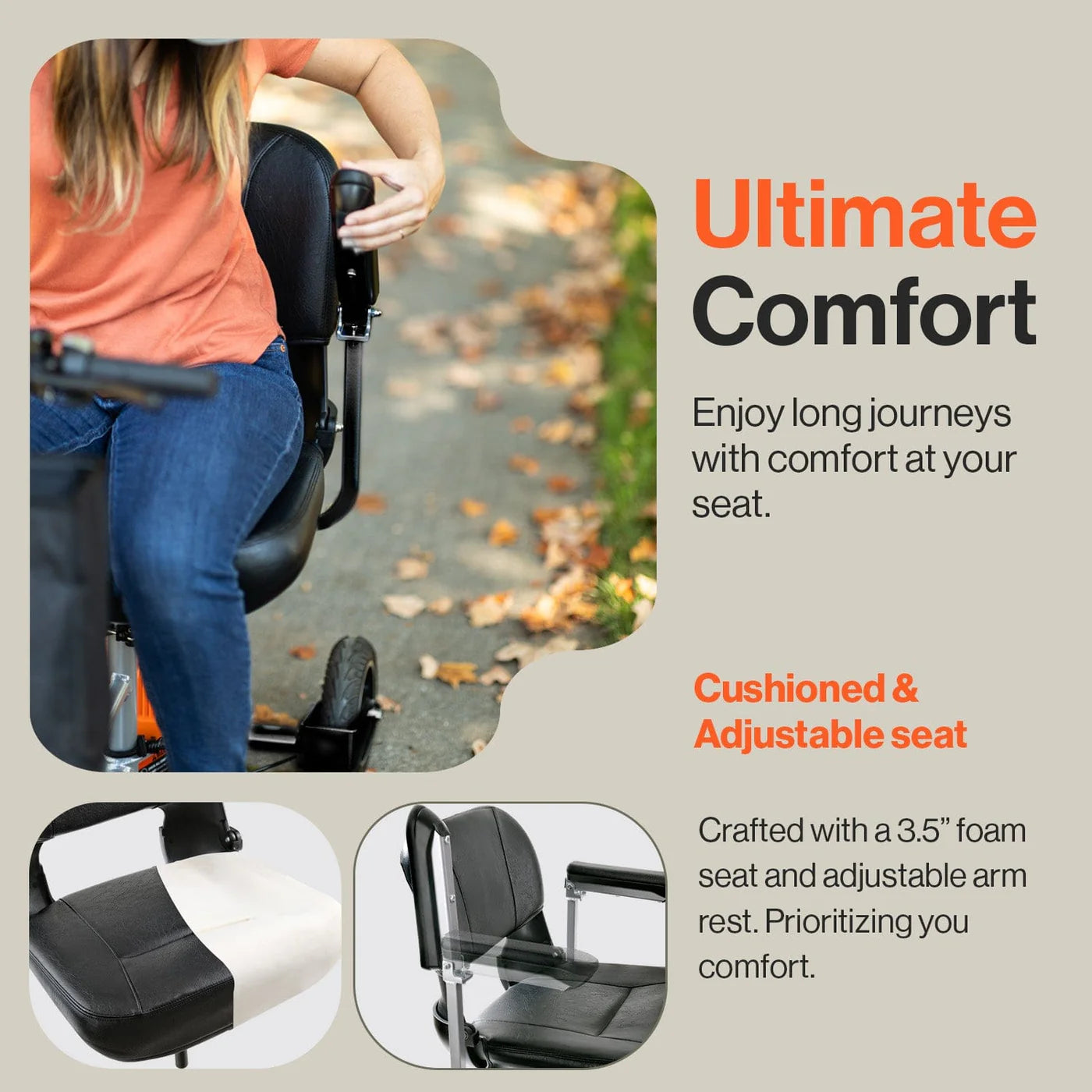 SuperHandy Passport Plus Foldable 3-Wheel Mobility Scooter + Extra Battery GUT140