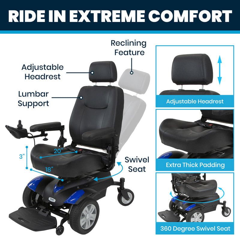 Vive Health Model V Electric Wheelchair MOB1054BLU