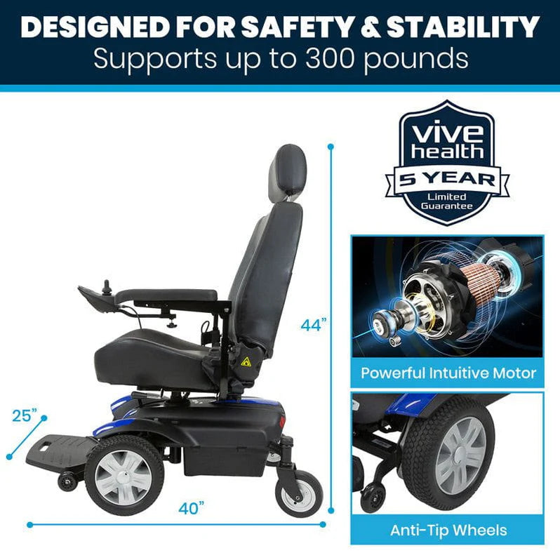 Vive Health Model V Electric Wheelchair MOB1054BLU