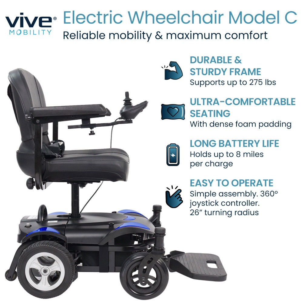 Vive Health Model C Electric Wheelchair MOB1094BLU