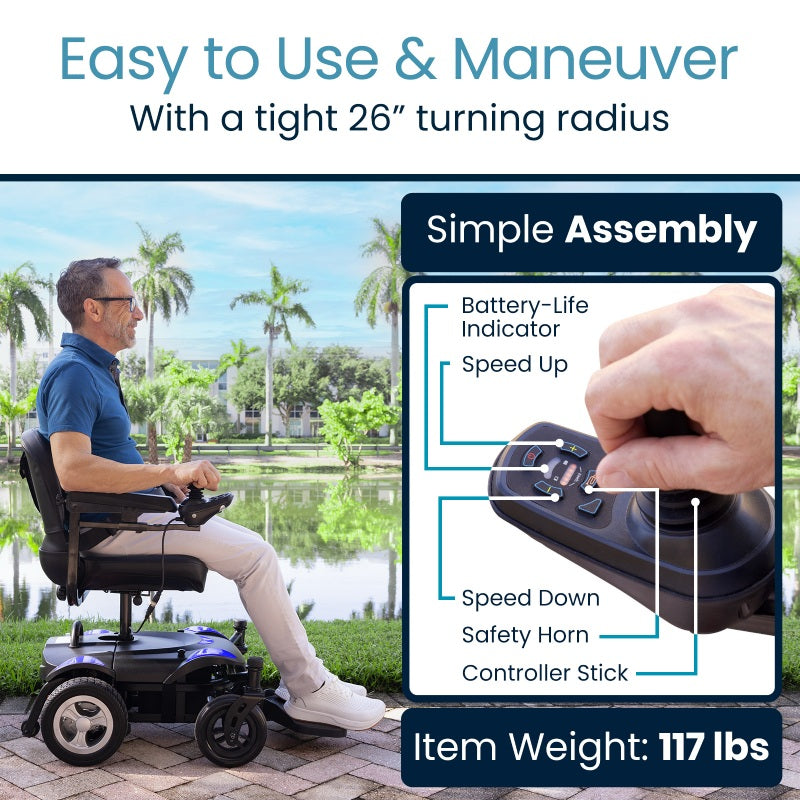 Vive Health Model C Electric Wheelchair MOB1094BLU