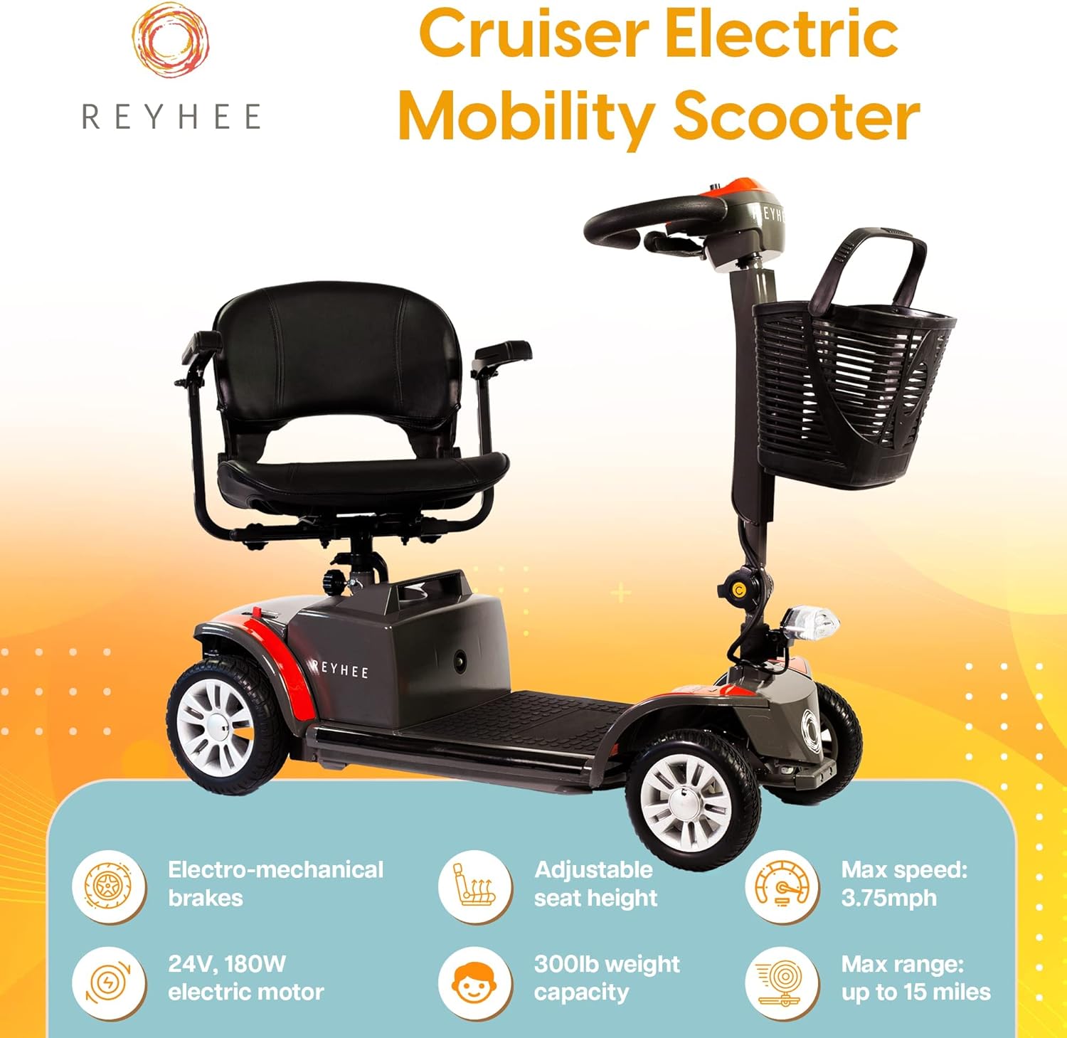 Reyhee Cruiser 4-Wheel Electric Mobility Scooter R100
