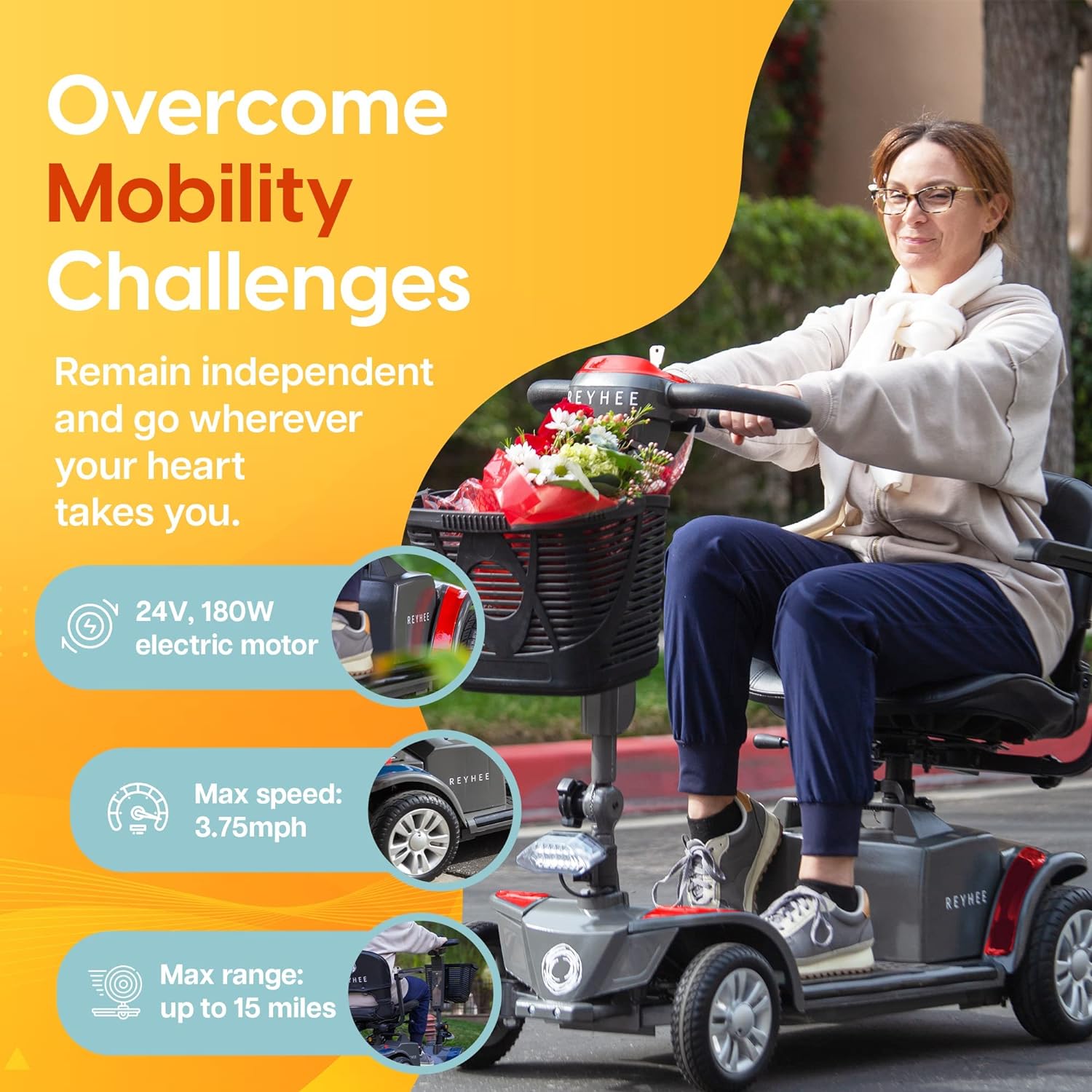 Reyhee Cruiser 4-Wheel Electric Mobility Scooter R100