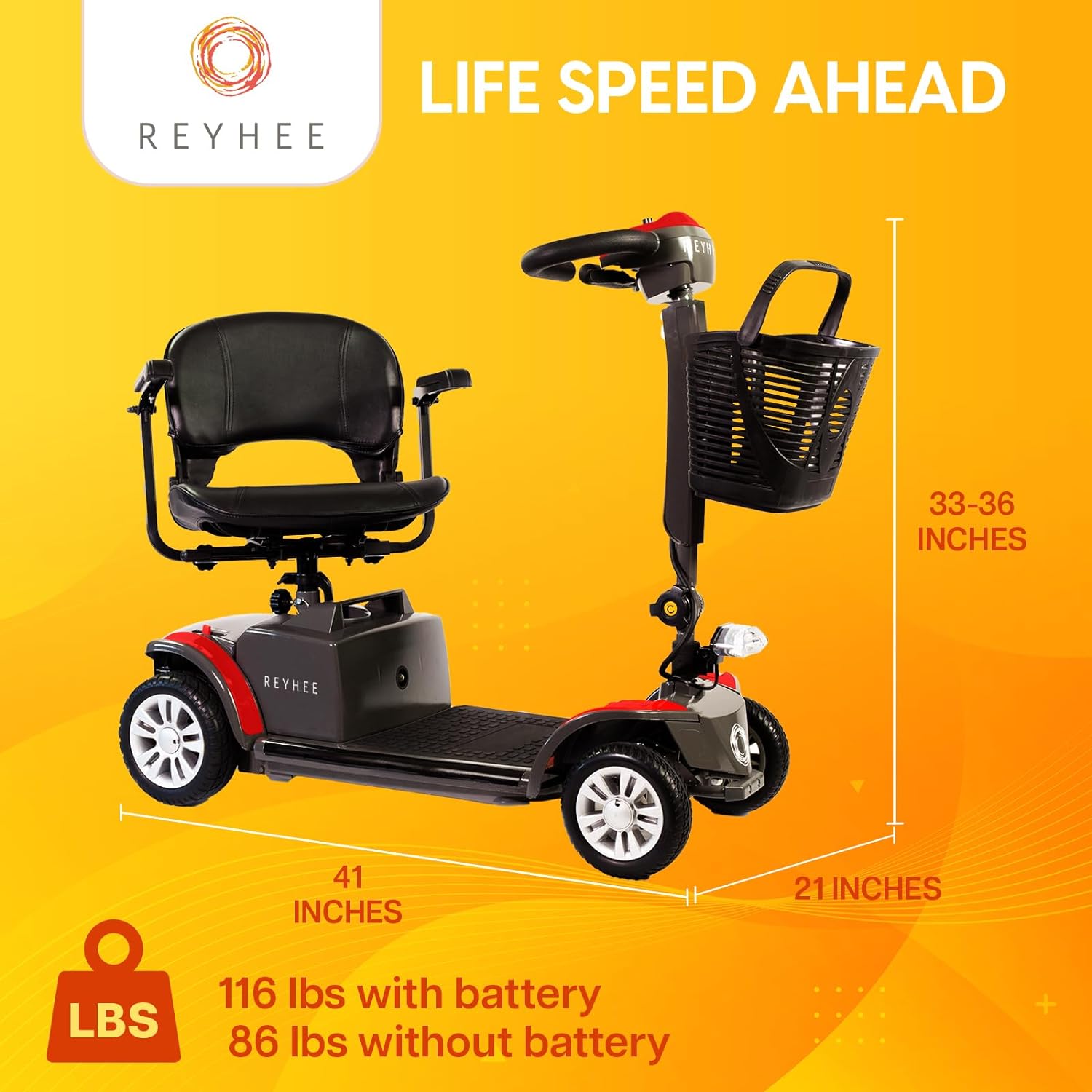 Reyhee Cruiser 4-Wheel Electric Mobility Scooter R100