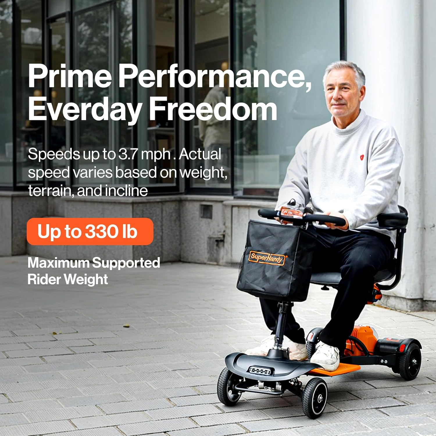 SuperHandy Passport Prime Foldable 4-Wheel Mobility Scooter + Extra Battery GUT177