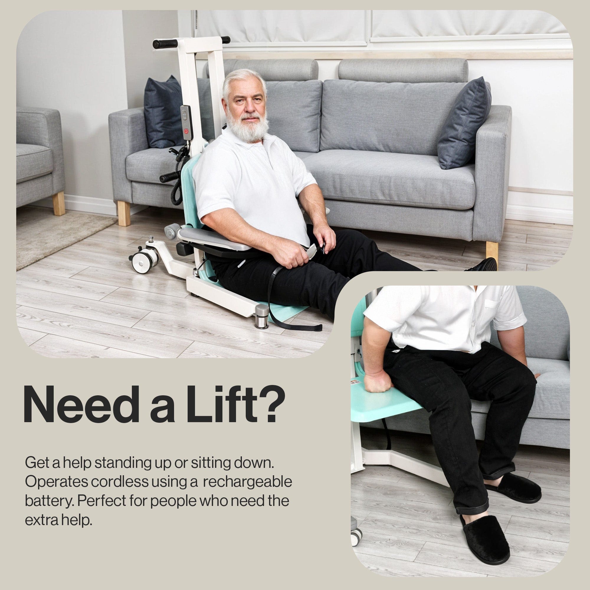SuperHandy GoRise TX Portable Floor to Stand Transfer Lift GUT169