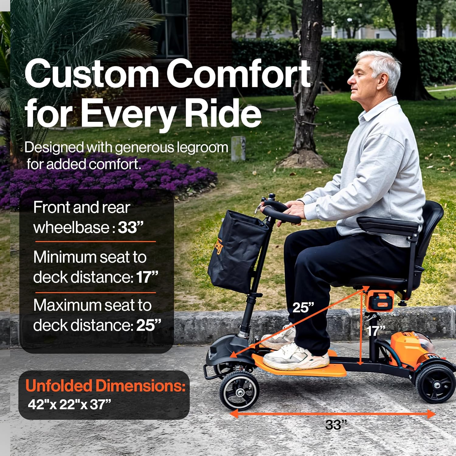SuperHandy Passport Prime Foldable 4-Wheel Mobility Scooter + Extra Battery GUT177